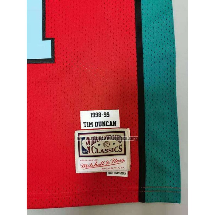 Camiseta San Antonio Spurs Tim Duncan NO 21 Mitchell & Ness 1998-99 Rosa